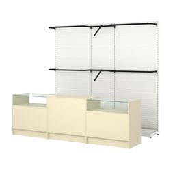 Комплект стеллажей с комбо поручнями и прилавков ЭК-2 для торговли одеждой №9, Крем Вайс