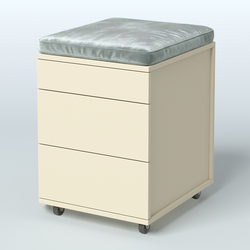 Тумба мобильная 2 ящика + 1 ящик-лоток с подушкой Фламинго, цвет белый + акация + бежевый, Крем Вайс