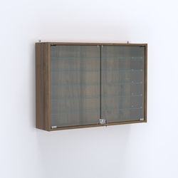 Витрина настенная №203-5А широкая с пятью стеклянными полками, Орех