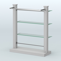 Островная система с перфорацией и тремя стеклянными полками №9, Серый