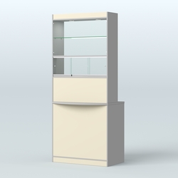 Витрина-прилавок Аптека №3, Серый + Крем Вайс