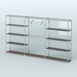 Торговая система ХРОМ (задняя стенка - стекло) 3600 мм с тонированными полками и поручнями №9, Дуб Венге