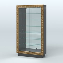 Низкая витрина с декором и узкими полками НБА-11, Черный