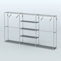 Торговая система ХРОМ без ДСП 3600 мм с полками ДСП и поручнями №10, Темно-Серый