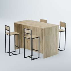 Комплект барный стол "Кофе-брейк" №5 и стулья, Дуб Сонома