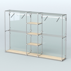 Торговая система ХРОМ (задняя стенка - стекло) 3030 мм с полками ДСП и поручнями №12, Дуб Сонома