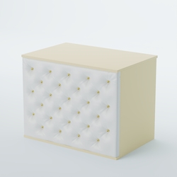 Ресепшен - стол БАРХАТ СЕРЫЙ ПЕРЛАМУТР №3 (карета золото), Крем вайс + Экокожа белая