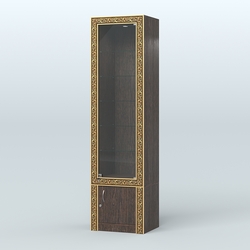 Витрина с декором и пятью прозрачными полками №ВБА-502, Дуб Венге