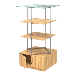 Торговые стенды Экспозиция с полками и тумбами №3 (с двумя полками ДСП 16мм), Дуб Золотистый