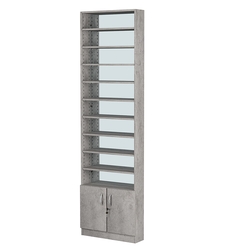 Стеллаж из ДСП с 9-ю полками 150x600 мм серии LEVEL-9 №2-2 (З/C - ЗЕРКАЛО), Бетон Чикаго светло-серый F186 ST9