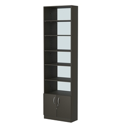 Стеллаж из ДСП с 5-ю полками 250x600 мм серии LEVEL-5 №4-2 (З/C - ЗЕРКАЛО), Черный