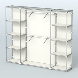 Торговая система ХРОМ (задняя стенка - ДСП) 2430 мм с полками ДСП и поручнями №7, Белый