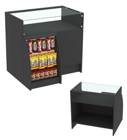 Торговый кассовый прилавок импульсных покупок с прозрачным фасадом Импульс №3-2-450, Черный