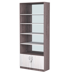 Стеллаж из ДСП с 4-мя полками 350x900 мм серии LEVEL-4 №13-2 (З/C - ЗЕРКАЛО), Ясень Анкор темный + Ясень Анкор светлый