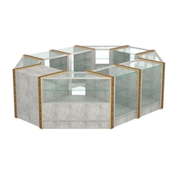 Торговый островок с прозрачными полками и молдингами №2 (4,72 кв.м), Метрополитан Грей