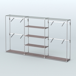 Торговая система ХРОМ без ДСП 3600 мм с полками ДСП и поручнями №5, Ясень Анкор темный