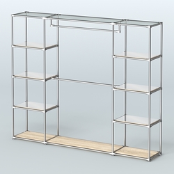 Торговая система ХРОМ без ДСП 2430 мм с зеркальными полками и поручнями №3, Дуб Сонома