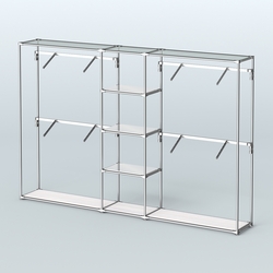 Торговая система ХРОМ без ДСП 3030 мм с зеркальными полками и поручнями №8, Ясень Анкор светлый