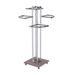 Торговое хромированное вешало с разноуровневыми поручнями СЕКТОР №1-1, Ясень Анкор темный - U31105