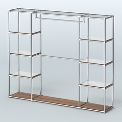 Торговая система ХРОМ без ДСП 2430 мм с зеркальными полками и поручнями №3, Орех