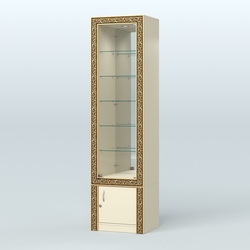 Витрина с декором и верхней подсветкой №ВБА-504, Крем Вайс