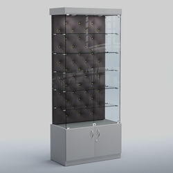Высокая стеклянная витрина КАПИТОНЕ №501, Серый + 16 Grey
