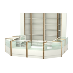 Торговый островок с выкатным прилавком и молдингами №4 (5,38 кв.м), Белый