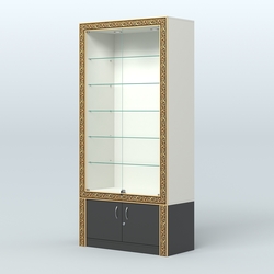 Витрина прямоугольная с декором №ВБА-501, Белый и Черный