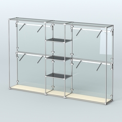 Торговая система ХРОМ (задняя стенка - стекло) 3030 мм с тонированными полками и поручнями №8, Крем Вайс