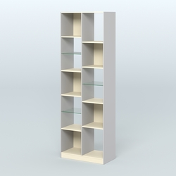 Стеллаж из ДСП серии ЛОФТ №8-3 с полками стекло 5 мм, Серый + Крем Вайс