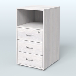 Тумба приставная 3 ящика с нишей, Ясень Анкор светлый