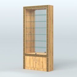 Витрина пристенная с декором №ВБА-32, Дуб Золотистый