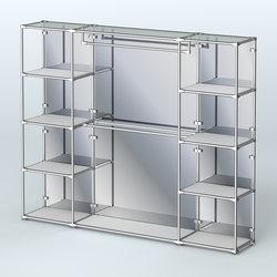 Торговая система ХРОМ (задняя стенка - зеркало) 2430 мм с полками ДСП и поручнями №3, Серый