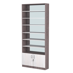 Стеллаж из ДСП с 6-ю полками 250x900 мм серии LEVEL-6 №11-2 (З/C - ЗЕРКАЛО), Ясень Анкор темный + Ясень Анкор светлый