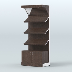 Стеллаж для хлеба и выпечки с тремя наклонными полками, накопителем и фризом Феникс №11ФН, Дуб Венге