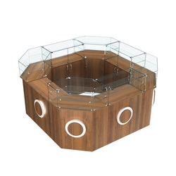 Торговый квадратный островок с накладками серии КРУГ №5 (7,62 кв.м), Орех