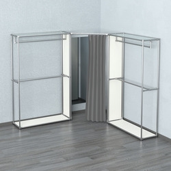 Примерочная с зеркалом из системы ХРОМ с поручнями №1-1, Белый