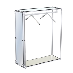 Хромированный стенд-вешало с нижней платформой, торец-зеркало ZTD-12 №1-1 с полкой стекло 6 мм (прозрачное), Белый