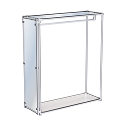 Хромированный стенд-вешало для одежды, торец-зеркало ZTD-10 №1-4 с полкой Зеркало 4 мм, Ясень Анкор светлый