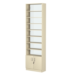 Стеллаж из ДСП с 7-ю полками 250x600 мм серии LEVEL-7 №4-1 (З/C - СТЕКЛО), Крем Вайс