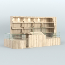 Угловой павильон со стеклянными прилавками для продажи хлеба и выпечки №3, Дуб сонома