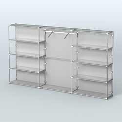 Торговая система ХРОМ (задняя стенка - ДСП) 3600 мм с зеркальными полками и поручнями №9, Серый