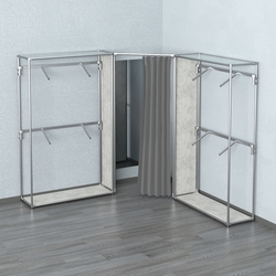Примерочная с зеркалом из системы ХРОМ с поручнями №2-1, Метрополитан Грей