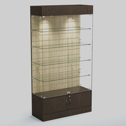 Витрина СЕТЬ №1-П с экономпанелью и полками, Дуб Венге и Дуб Сонома