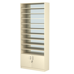 Стеллаж из ДСП с 9-ю полками 300x900 мм серии LEVEL-9 №12-2 (З/C - ЗЕРКАЛО), Крем Вайс