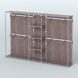 Торговая система ХРОМ (задняя стенка - ДСП) 3030 мм с полками ДСП и поручнями №8, Ясень Анкор темный