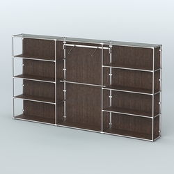 Торговая система ХРОМ (задняя стенка - ДСП) 3600 мм с полками ДСП и поручнями №9, Дуб Венге