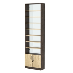 Стеллаж из ДСП с 7-ю полками 250x600 мм серии LEVEL-7 №4-1 (З/C - СТЕКЛО), Дуб Венге + Дуб Сонома