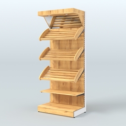 Стеллаж для хлеба и выпечки с полками - корзинами и фризом Феникс №3Ф, Дуб Золотистый