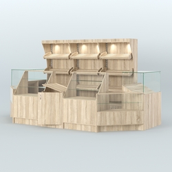 Пристенный павильон с прилавками из ДСП для продажи хлеба и выпечки №4, Дуб сонома